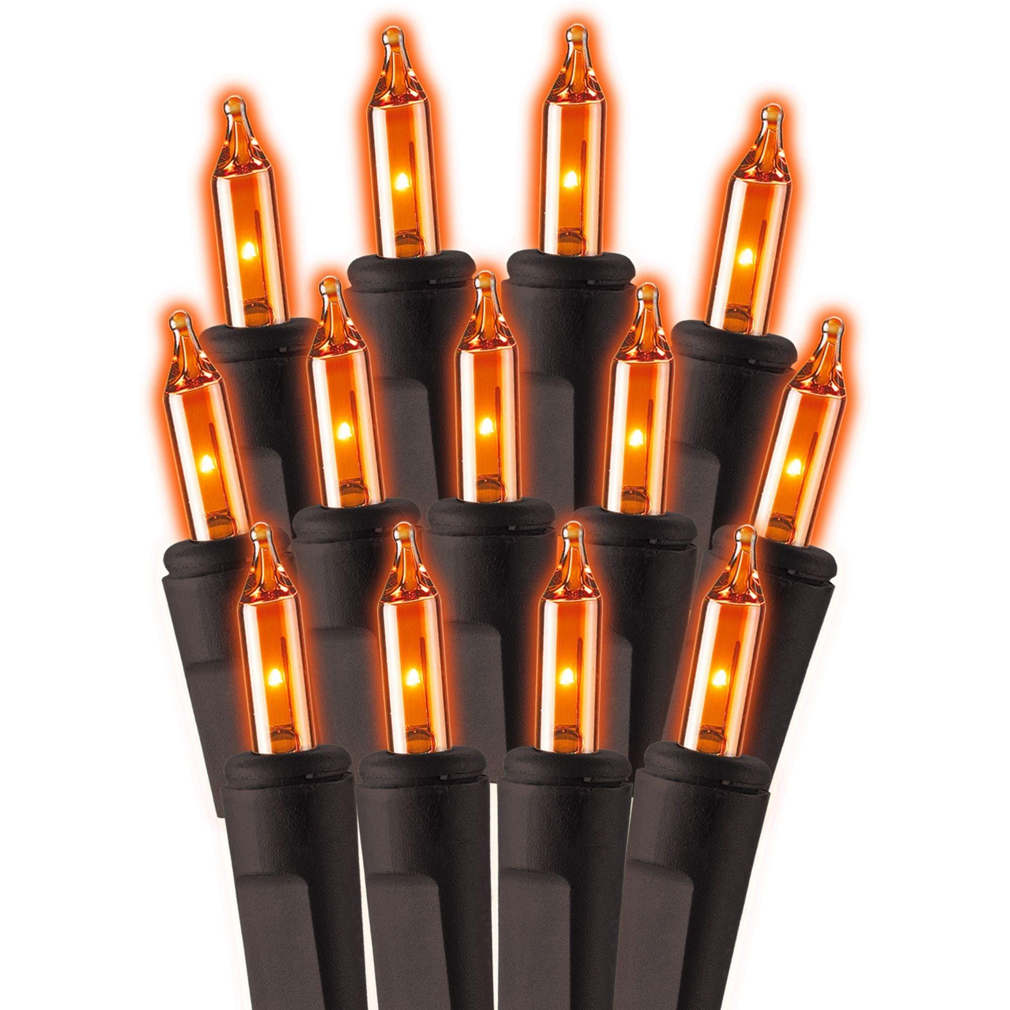 Orange Incandescent Plastic String Lights, 100 Bulbs, 21ft